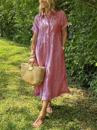Samara - Stylish Striped Shirt Dress