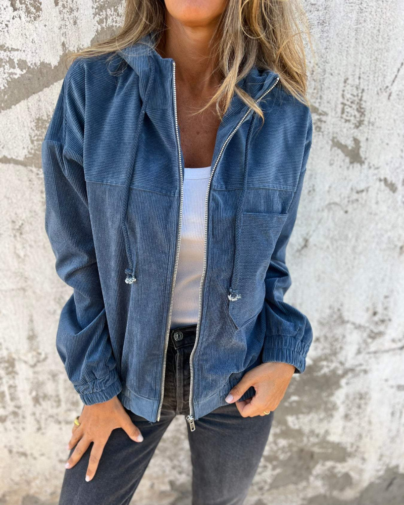 Ella - Corduroy Zip-Up Hoodie
