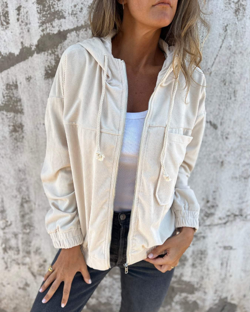 Ella - Corduroy Zip-Up Hoodie