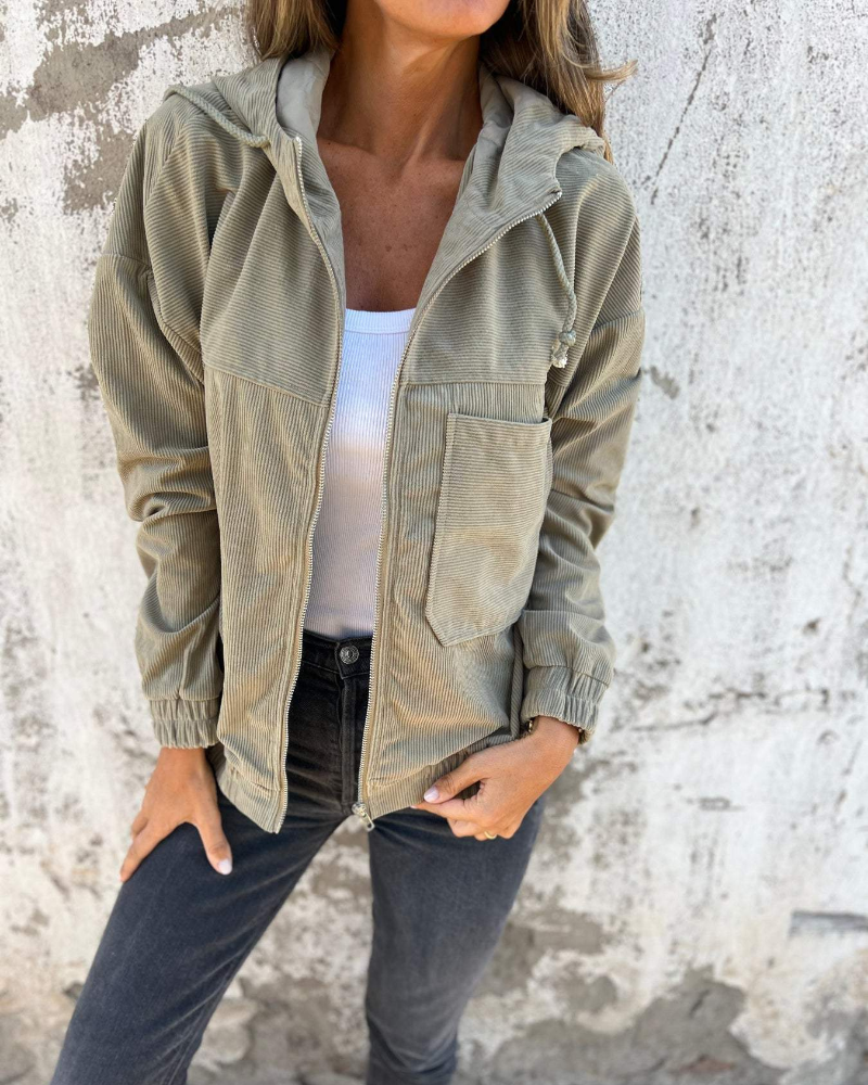 Ella - Corduroy Zip-Up Hoodie
