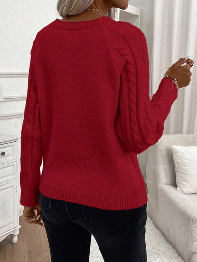 Clara – Button-Detail Cable Knit Jumper
