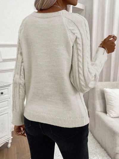 Clara – Button-Detail Cable Knit Jumper