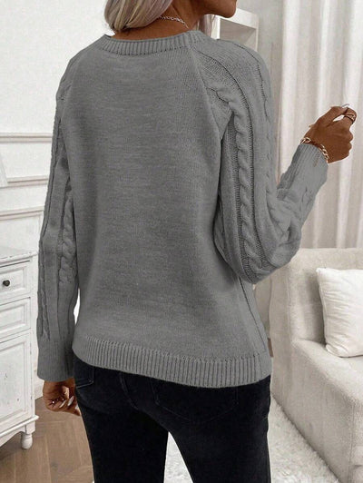 Clara – Button-Detail Cable Knit Jumper