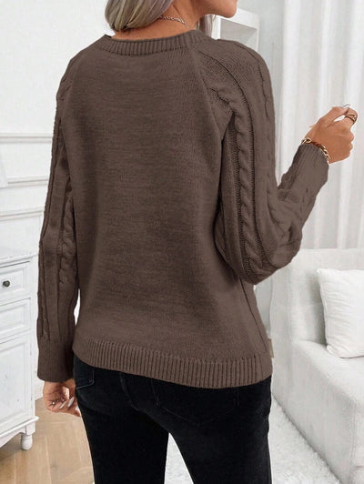 Clara – Button-Detail Cable Knit Jumper