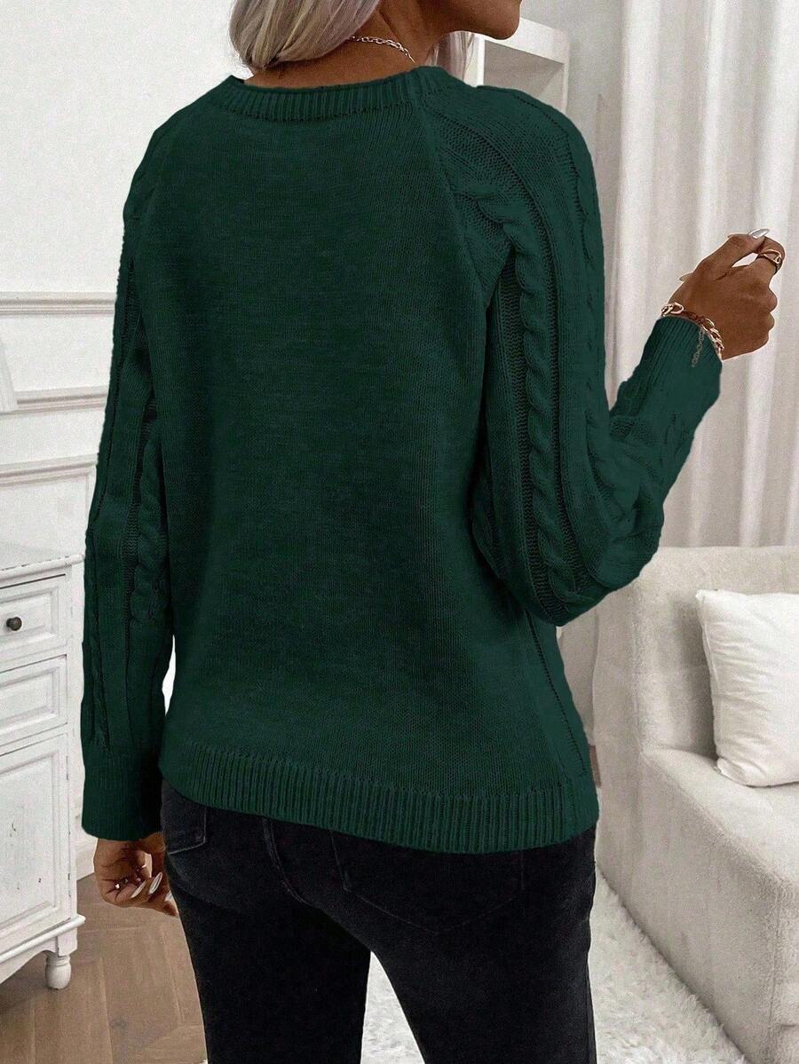 Clara – Button-Detail Cable Knit Jumper