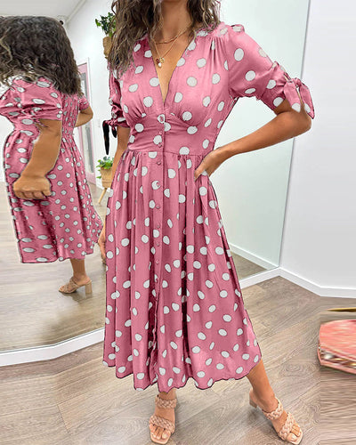 Monique - Elegant Polka Dot Dress