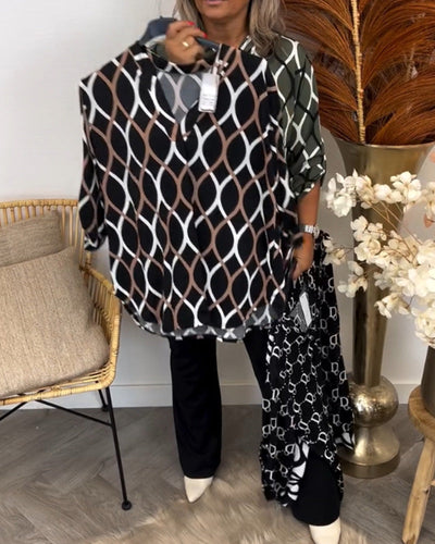 Janny - Casual Patterned Blouse with Long Sleeves