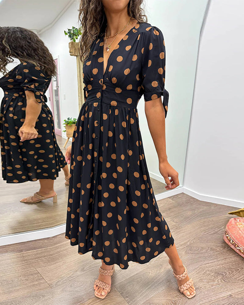 Monique - Elegant Polka Dot Dress