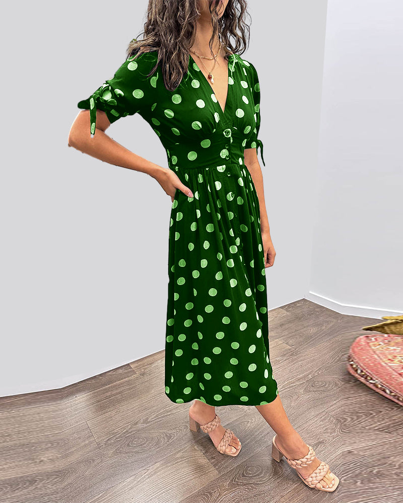 Monique - Elegant Polka Dot Dress