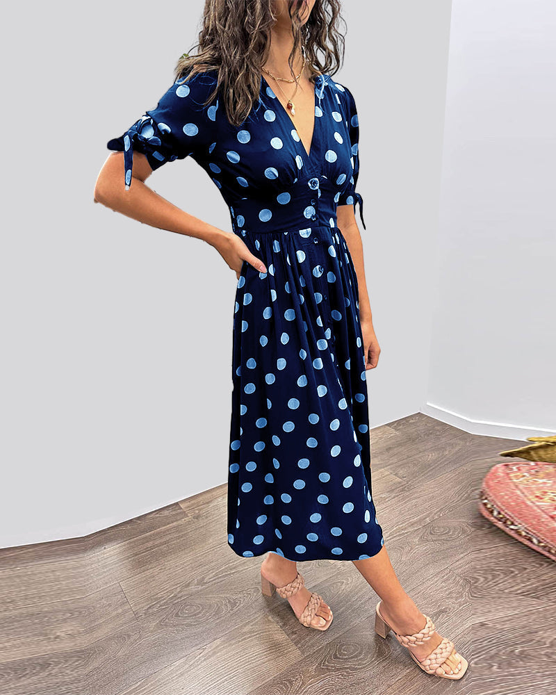 Monique - Elegant Polka Dot Dress