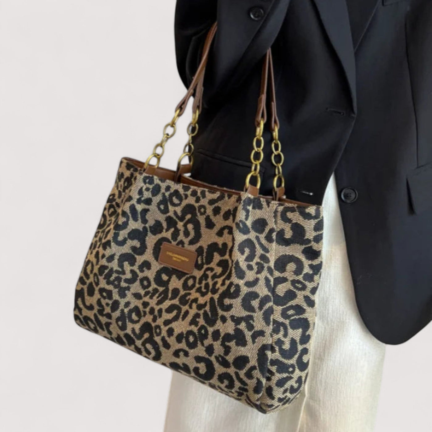 Sarah - Leopard Canvas Tote Bag
