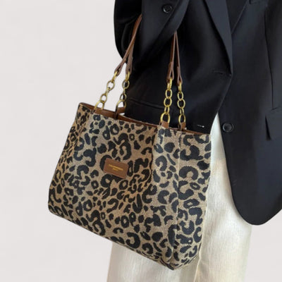 Sarah - Leopard Canvas Tote Bag