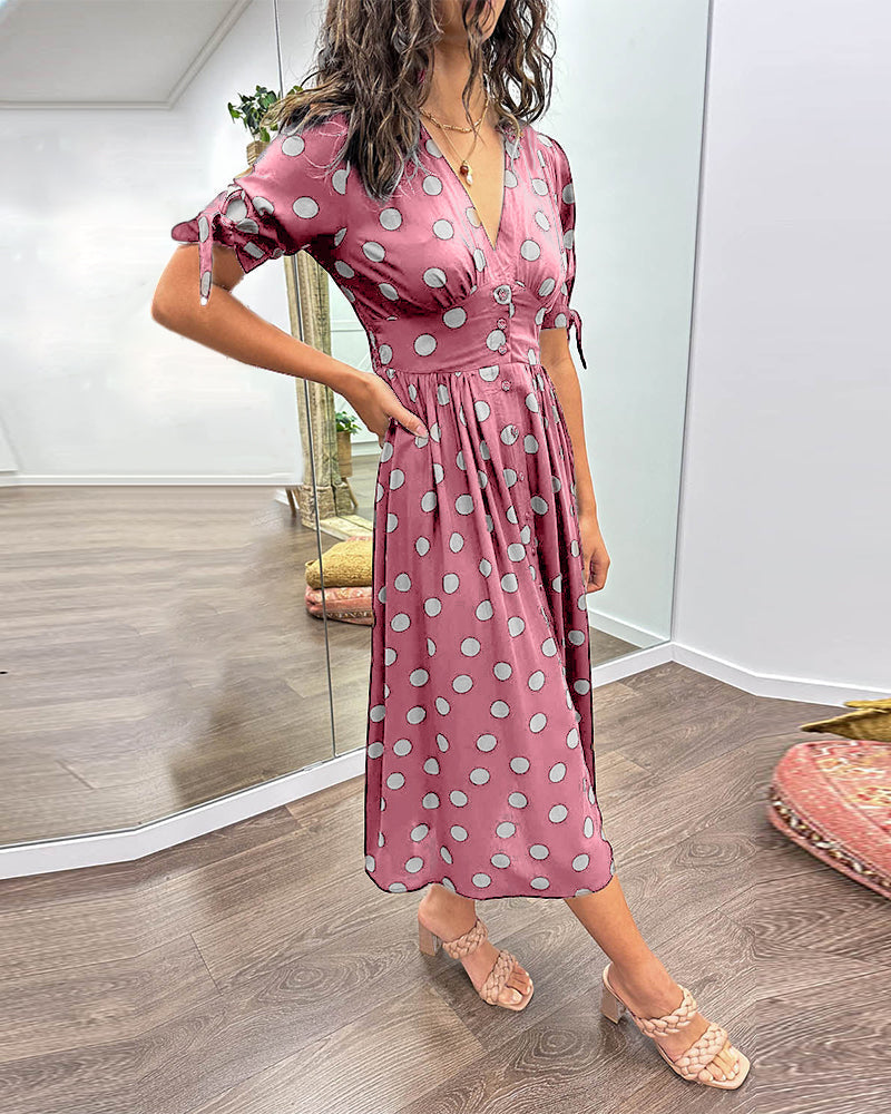 Monique - Elegant Polka Dot Dress