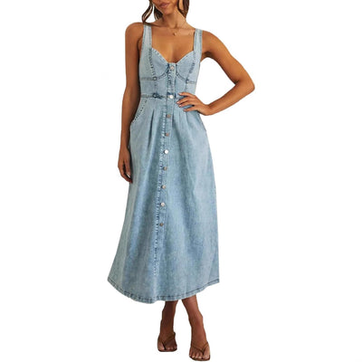 JAYLIN – Classic Sleeveless Denim Dress