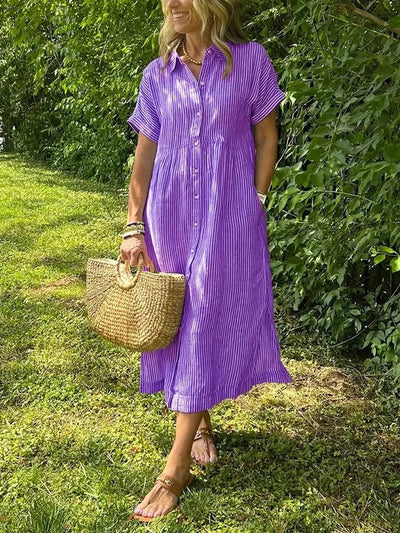Samara - Stylish Striped Shirt Dress